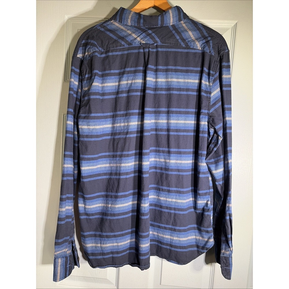 Lands End Shirt Mens Large Blue Stripe Aztec Southwestern Tailored Fit Button Up - Picture 4 of 7